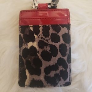 Coach ID Lanyard red & leopard style holder
